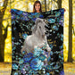 Horse Blue Floral Flannel Blanket For Cozy Home Lounging And Gifting