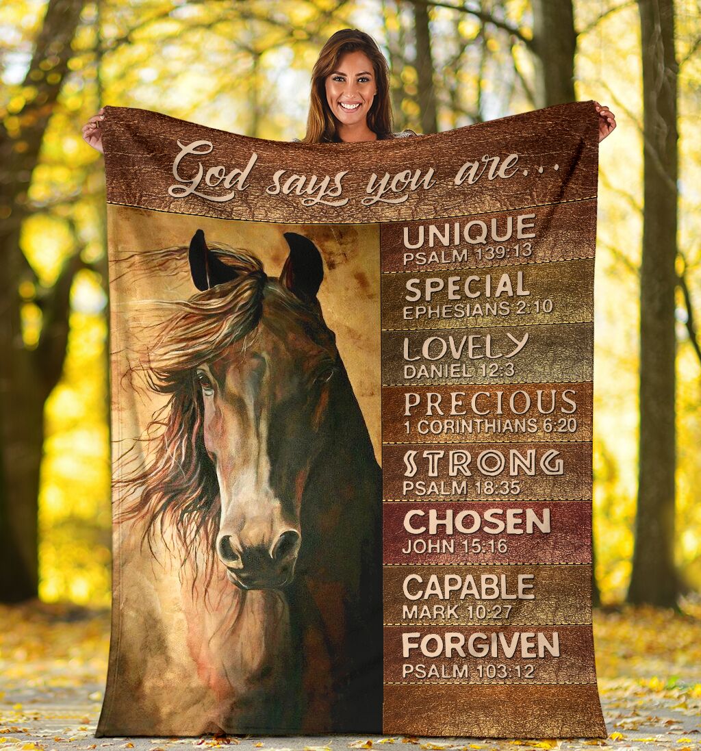 Horse God Says You Are Leather Pattern Flannel Blanket For Cozy Home Lounging And Gifting