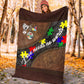 Autism Awareness Colorful Acceptance Message Leather Pattern Flannel Blanket For Bed Sofa And Reading Nook Decor