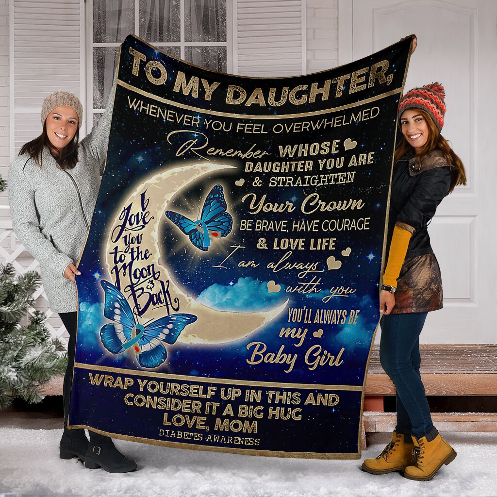 Diabetes Awareness Daughter Butterfly Flannel Blanket For Bedroom Couch And Daily Comfort