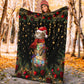 Black Cat Meowy Christmas Flannel Blanket For Bed Sofa And Reading Nook Decor