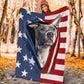 Pitbull Opened American Flag Flannel Blanket For Bed Sofa And Reading Nook Decor