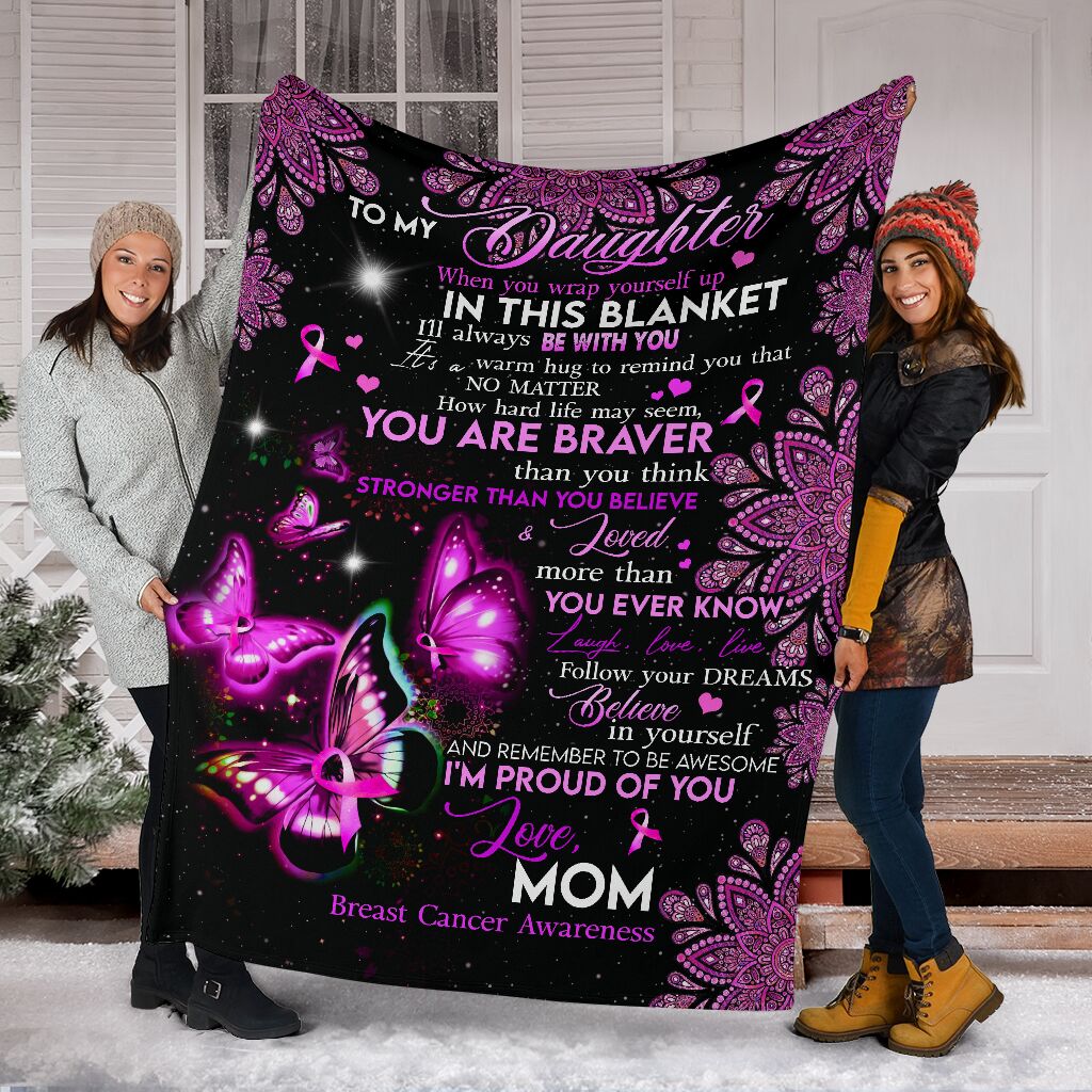Breast Cancer To Daughter Breast Cancer Awareness Flannel Blanket For Bedroom Couch And Daily Comfort