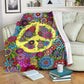 Hippie Colorful Hippie Peace Flannel Blanket For Soft Bed Couch And Home Comfort