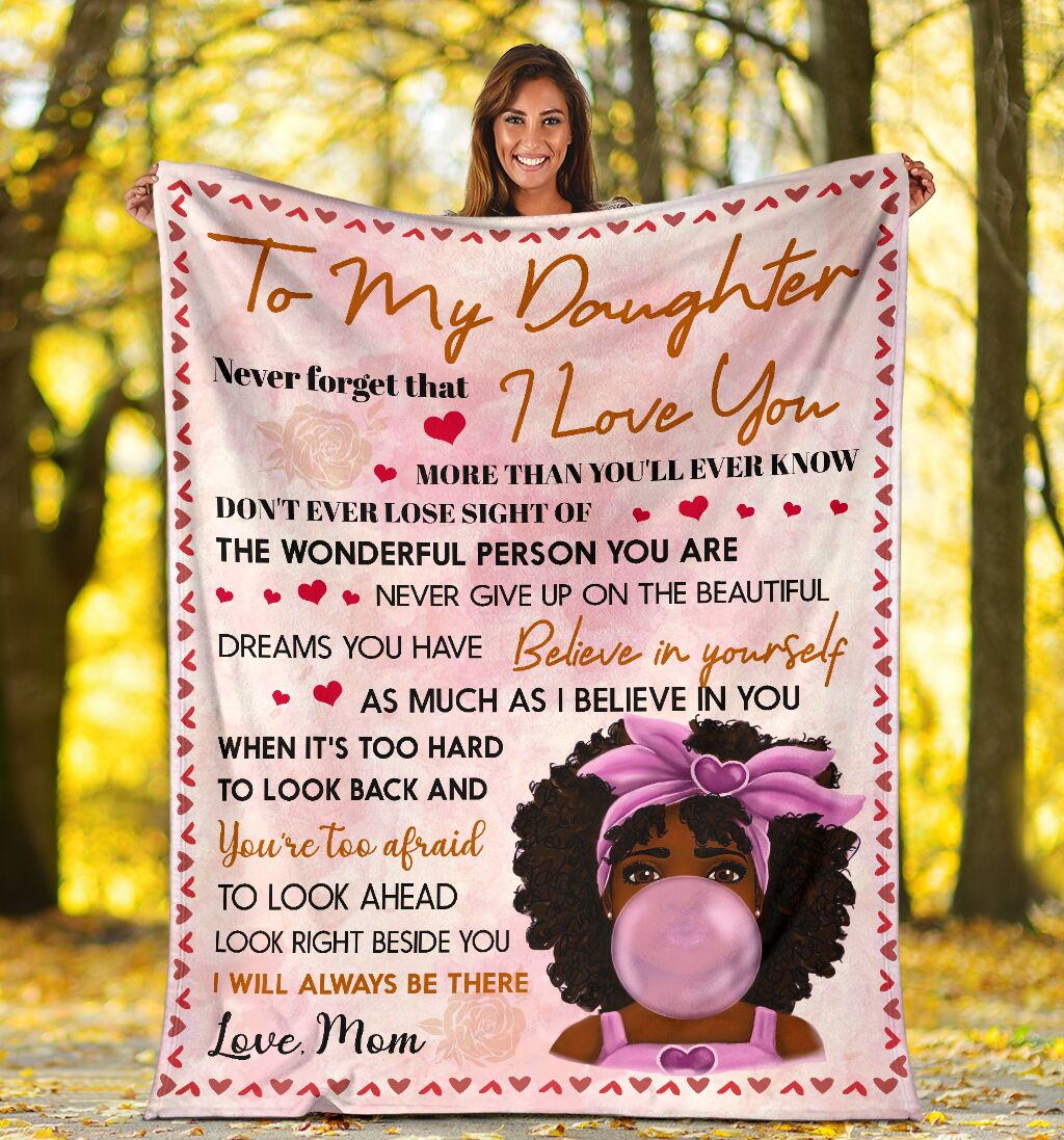 Black Girl To My Daughter African American Lovely Flannel Blanket For Cozy Home Lounging And Gifting