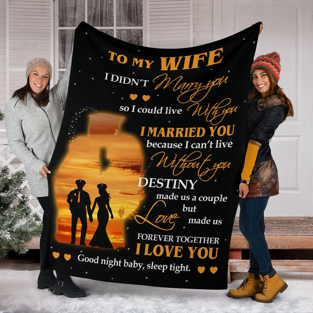 Police To My Husband Fathers Day Officer Flannel Blanket For Bedroom Couch And Daily Comfort