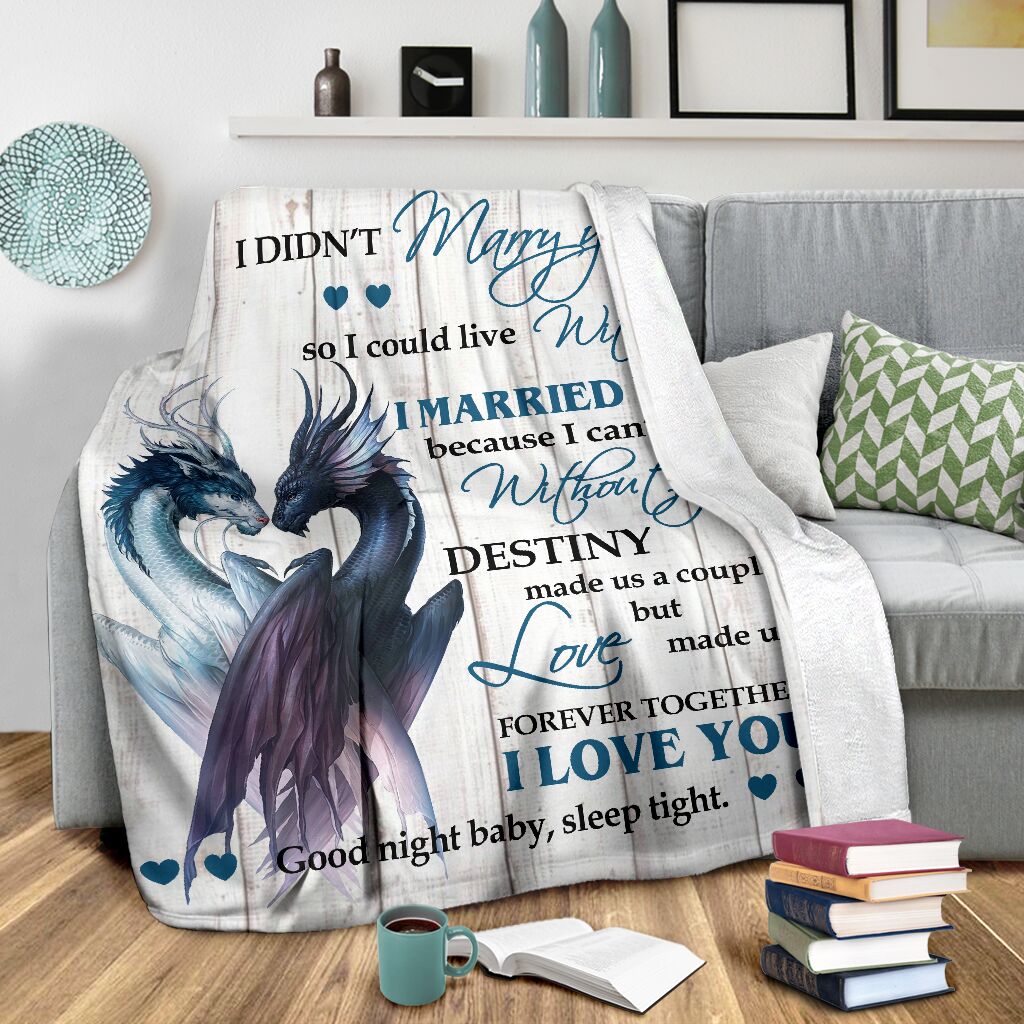 Dragon To My Gorgeous Wife Flannel Blanket For Relaxing At Home And Travel
