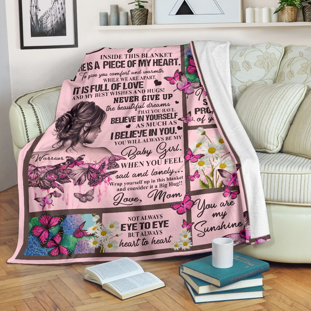 Breast Cancer Awareness Butterfly Flannel Blanket For Warm Home Decor And Relaxation