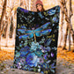 Dragonfly Blue Floral Flannel Blanket For Bed Sofa And Reading Nook Decor