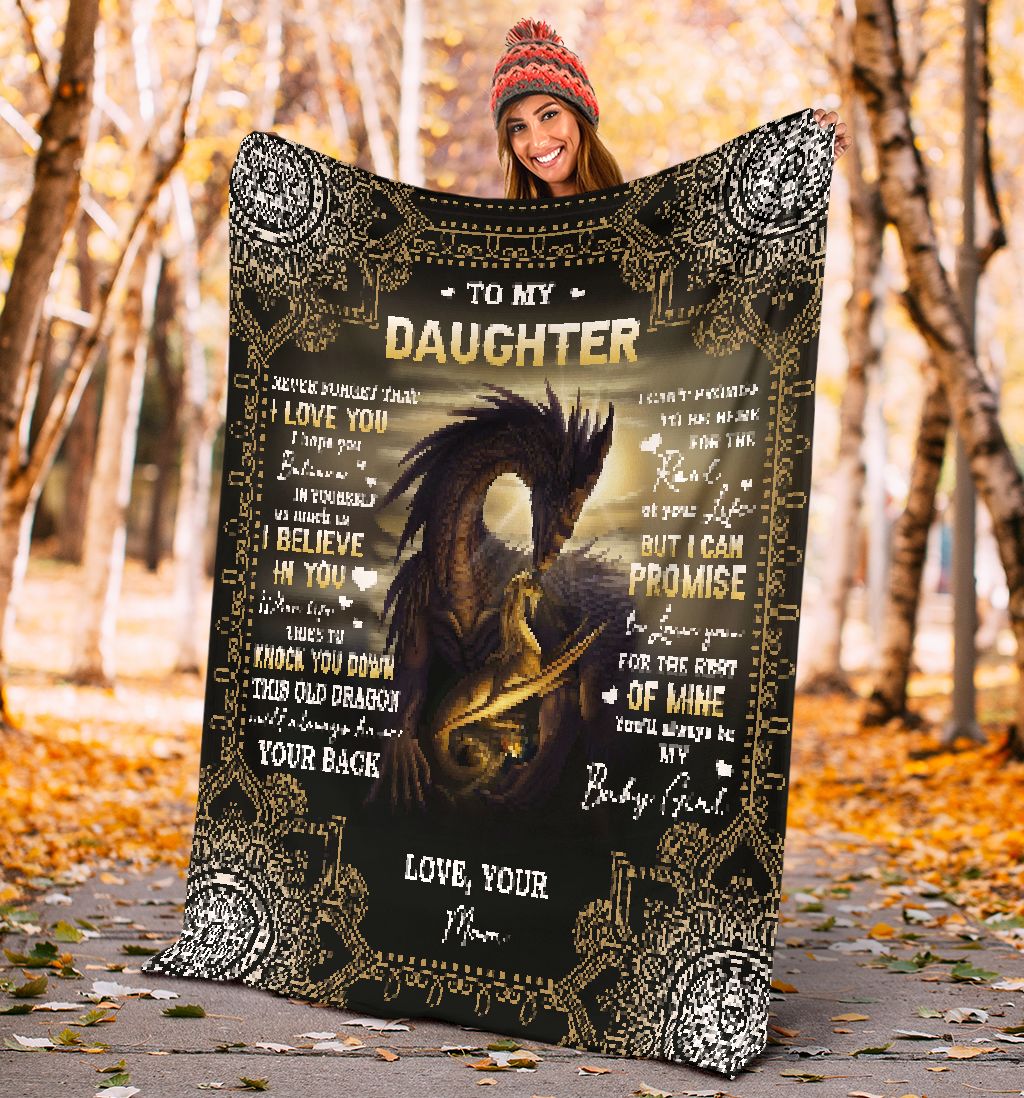 Dragon To My Daughter I Believe In You I Love You Flannel Blanket For Bed Sofa And Reading Nook Decor