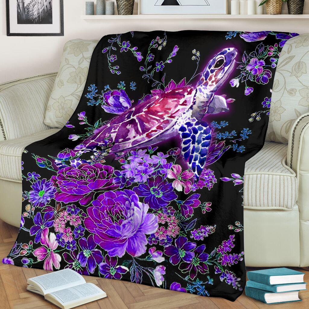 Turtle Purple Turtle Flannel Blanket For Living Room And Bedroom Styling
