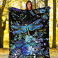 Dragonfly Blue Floral Flannel Blanket For Cozy Home Lounging And Gifting