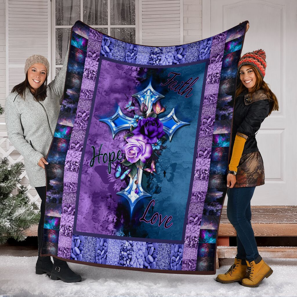 God Flower Faith Hope Love Christian Flannel Blanket For Bedroom Couch And Daily Comfort