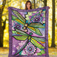 Dragonfly With Beautiful Flower Flannel Blanket For Cozy Home Lounging And Gifting