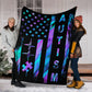 Autism Awareness American Flag Color Flannel Blanket For Bedroom Couch And Daily Comfort