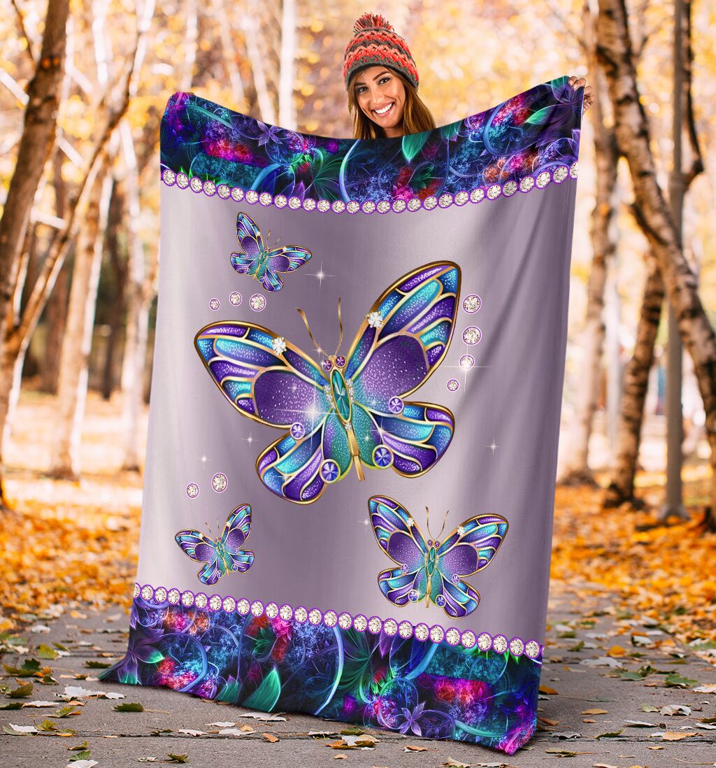 Butterfly Metal Pattern Flannel Blanket For Bed Sofa And Reading Nook Decor