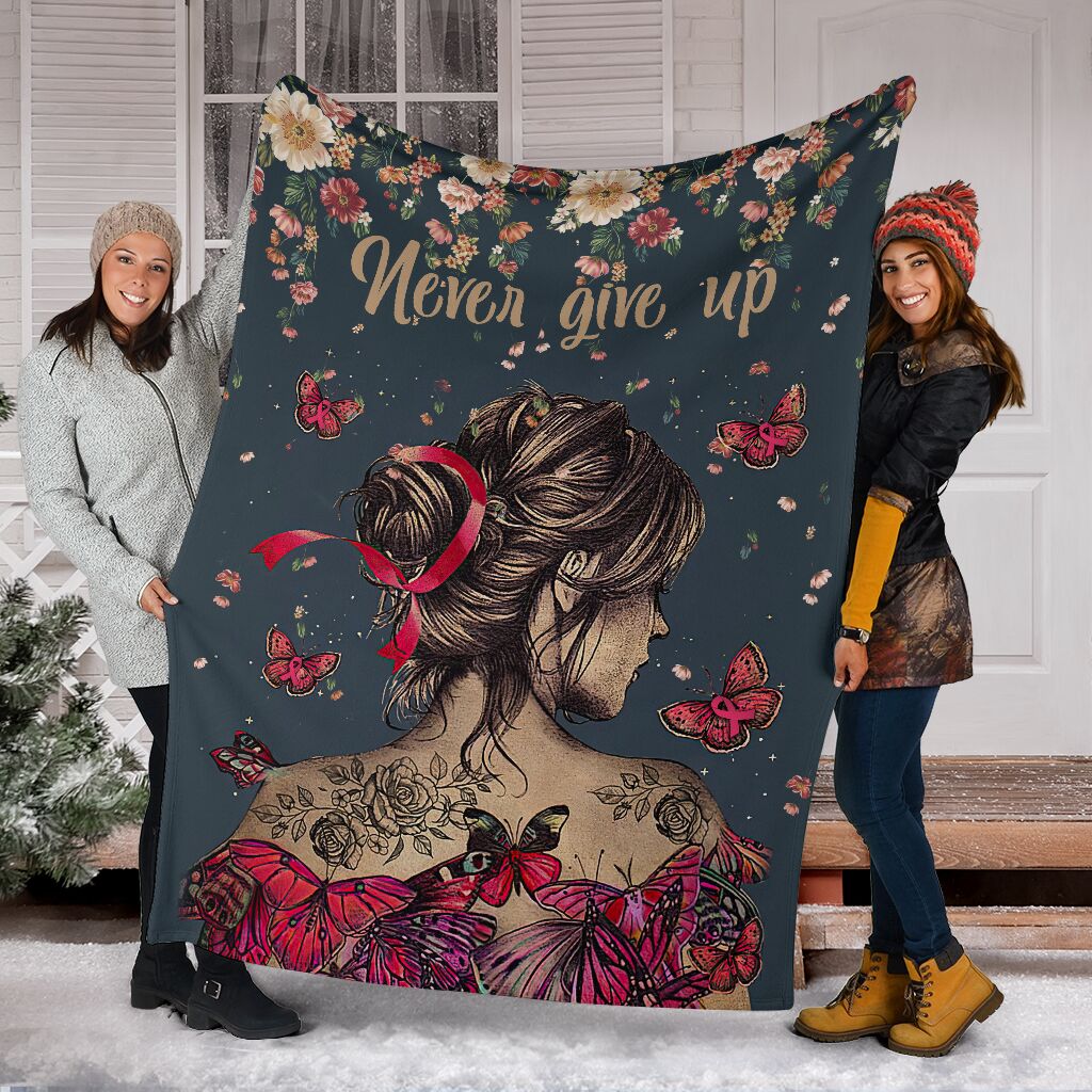 Breast Cancer Awareness Butterfly Flannel Blanket For Bedroom Couch And Daily Comfort