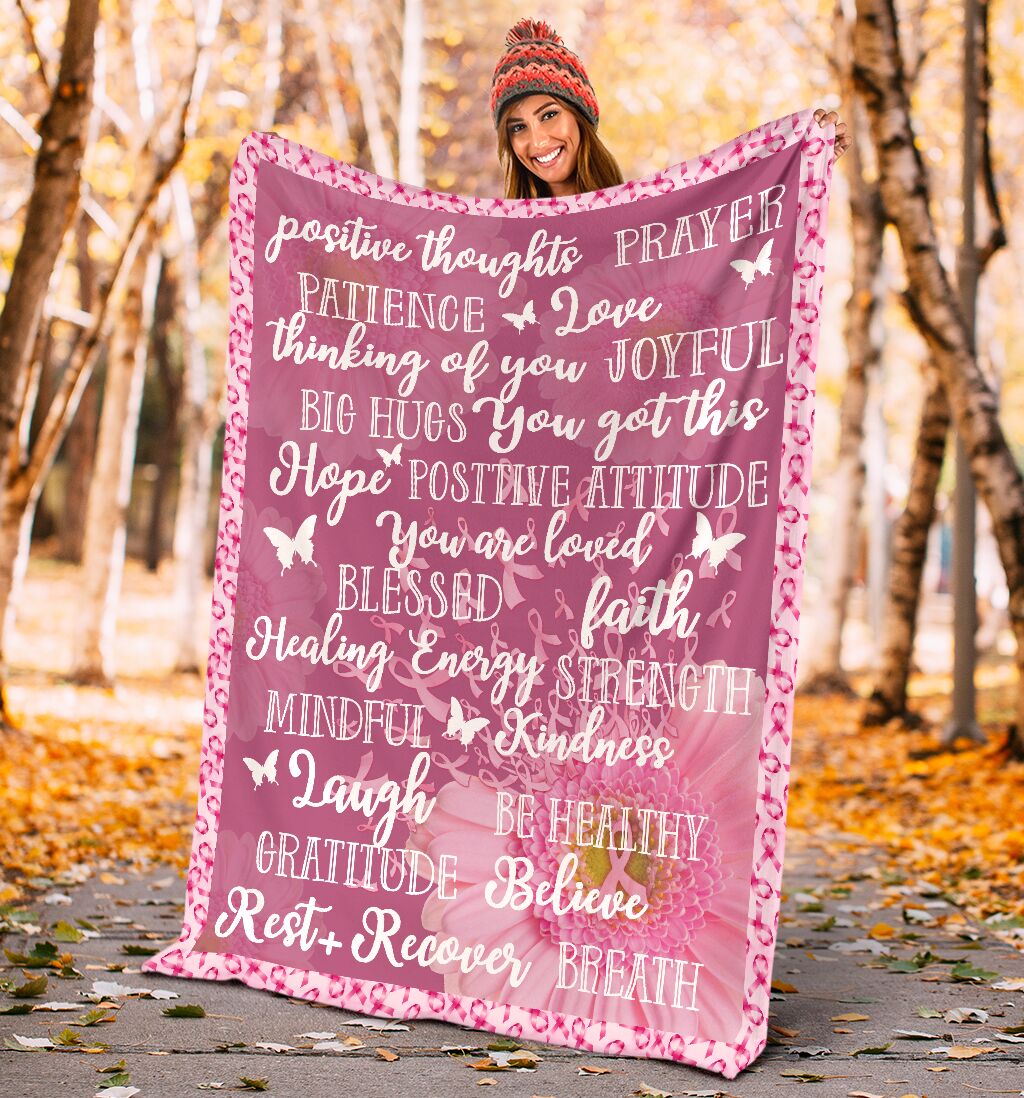 Breast Cancer Warrior Breast Cancer Awareness Flannel Blanket For Bed Sofa And Reading Nook Decor