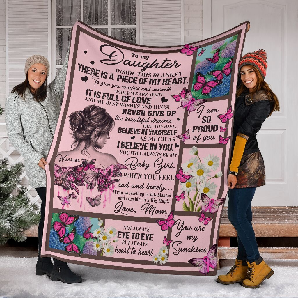 Breast Cancer To My Daughter Breast Cancer Awareness Pink Flannel Blanket For Bedroom Couch And Daily Comfort