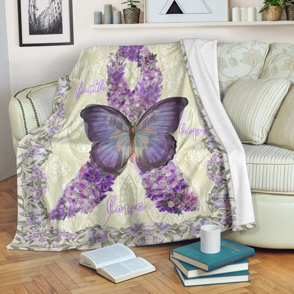 Fibromyalgia Awareness Faith Hope Love Flannel Blanket For Soft Bed Couch And Home Comfort