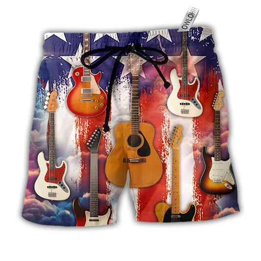 Beach Short / Adults / S Guitar Independence Day Star America - Beach Short - Owls Matrix LTD