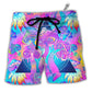 Beach Short / Adults / S Hippie Mushroom Psychedelic Tapestry Mushroom Trippy Hippie Magical Eye - Beach Short - Owls Matrix LTD