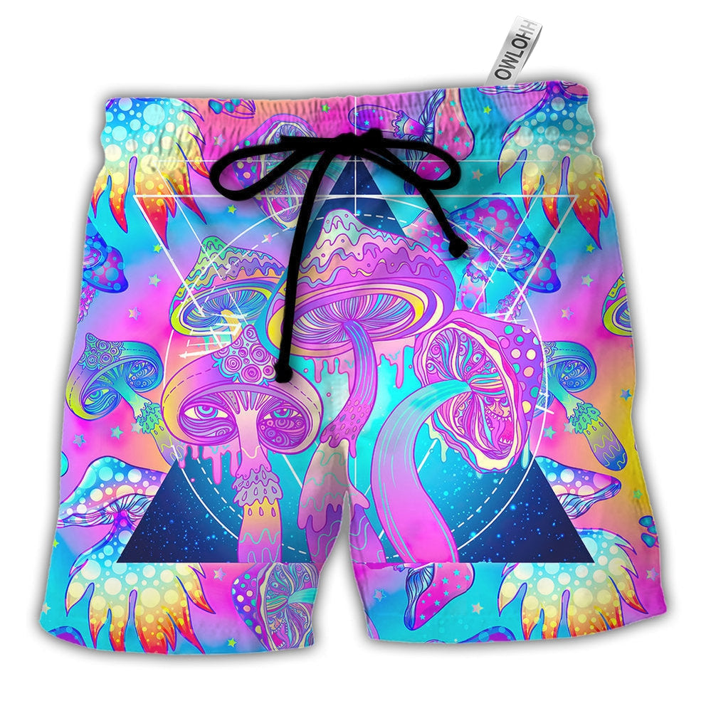 Beach Short / Adults / S Hippie Mushroom Psychedelic Tapestry Mushroom Trippy Hippie Magical Eye - Beach Short - Owls Matrix LTD
