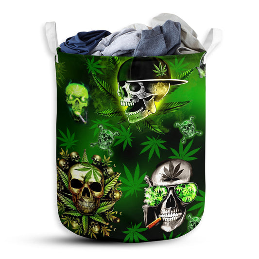 S: 17.72”x13.78” (45x35 cm) Skull Let's Get High Green - Laundry Basket - Owls Matrix LTD