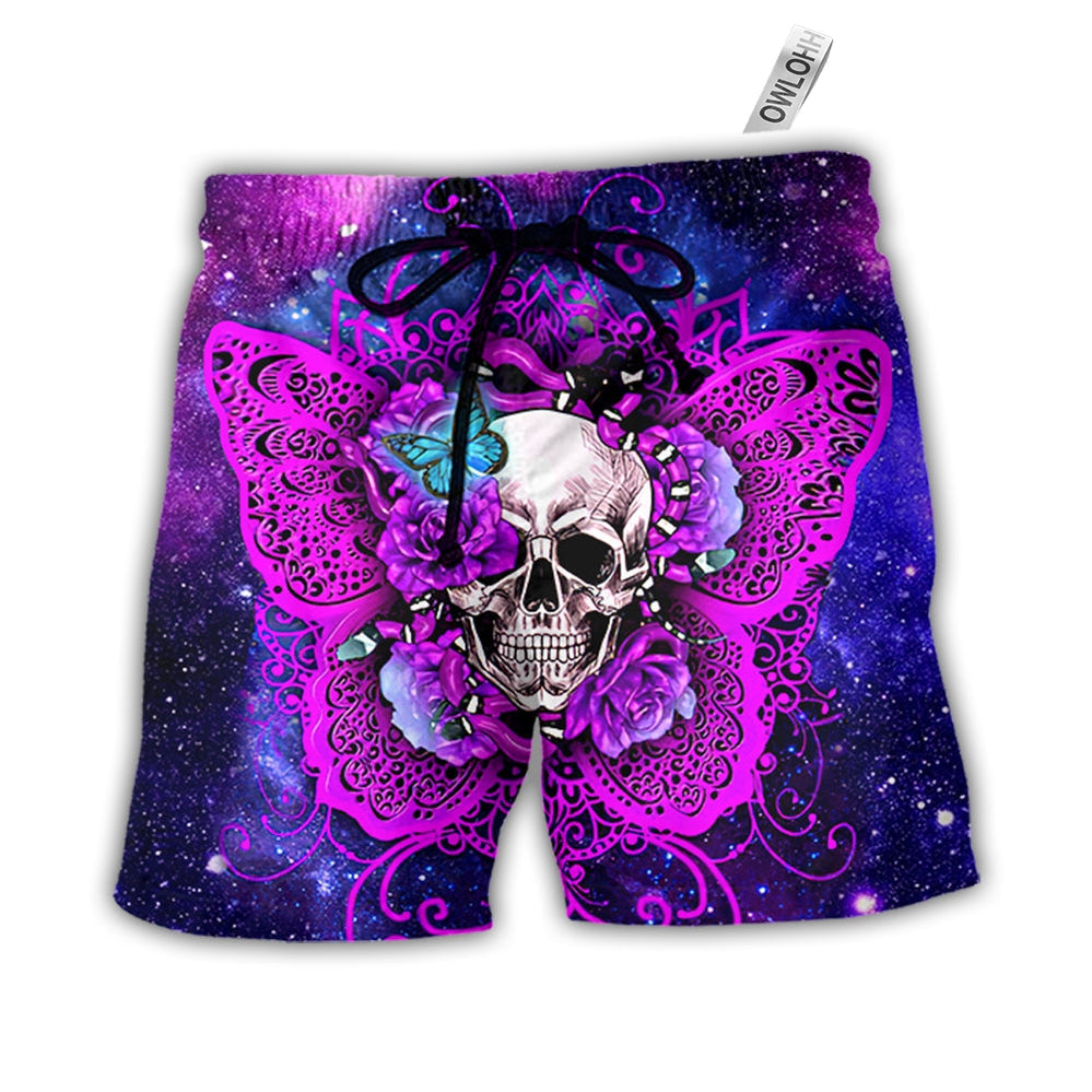 Beach Short / Adults / S Skull Butterfly Snake Lighting Flower - Beach Short - Owls Matrix LTD