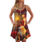 Christmas Spirit Of Santa Art – Women's Summer Sleeveless V-Neck Camisole Dress
