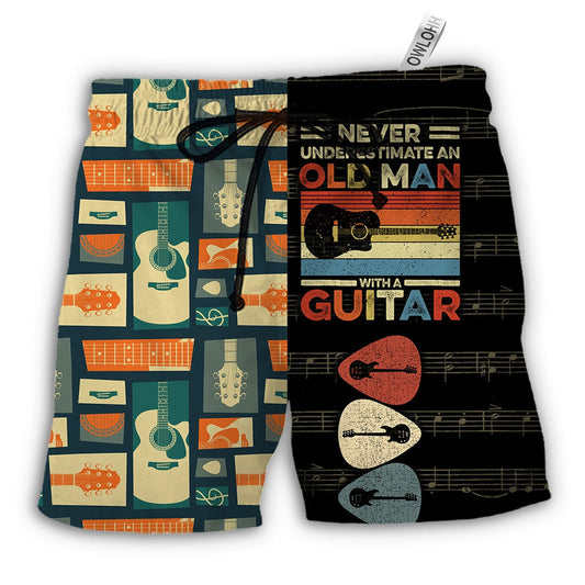 Beach Short / Adults / S Guitar Never Underestmate An Old Man With A Guitar - Beach Short - Owls Matrix LTD