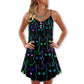 Cute Kitten Neon Art – Women's Summer Sleeveless V-Neck Camisole Dress