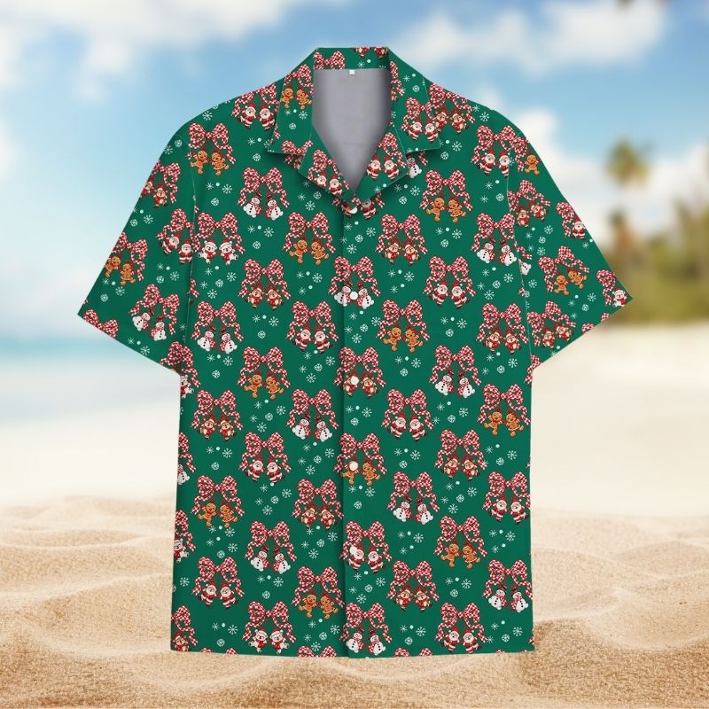 Santa Snowman Gingerbread Christmas Bow – Hawaiian Shirt