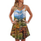 Hunting Deer Cool Art – Women's Summer Sleeveless V-Neck Camisole Dress
