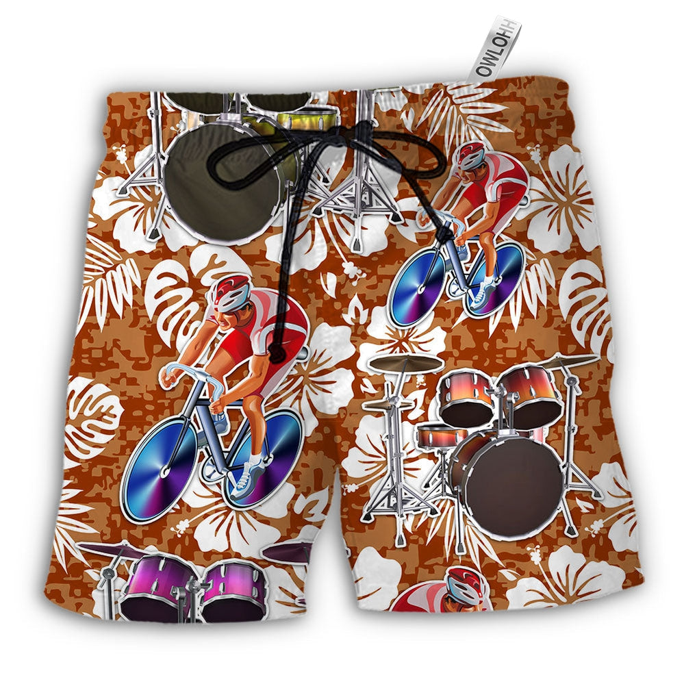 Beach Short / Adults / S Drum I Like Cycling And Drums - Beach Short - Owls Matrix LTD