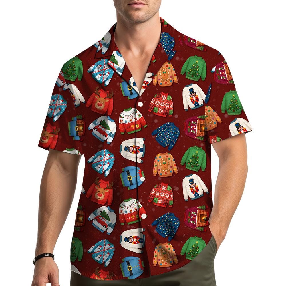 Funny Christmas Ugly Sweater Print Festive Holiday – Hawaiian Shirt