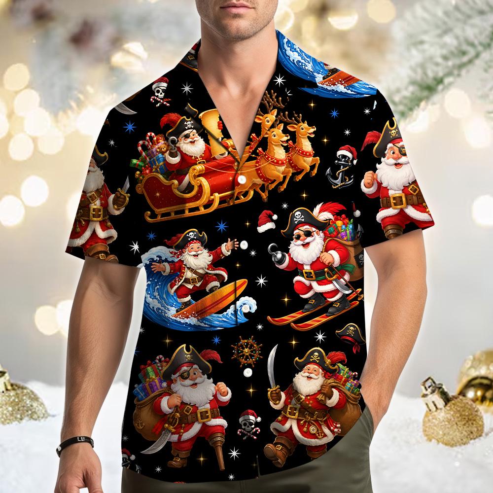 Pirate Santa Surfing Christmas Beach Vacation – Hawaiian Shirt