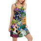 Curious Cat Water Lily Lake – Women's Summer Sleeveless V-Neck Camisole Dress