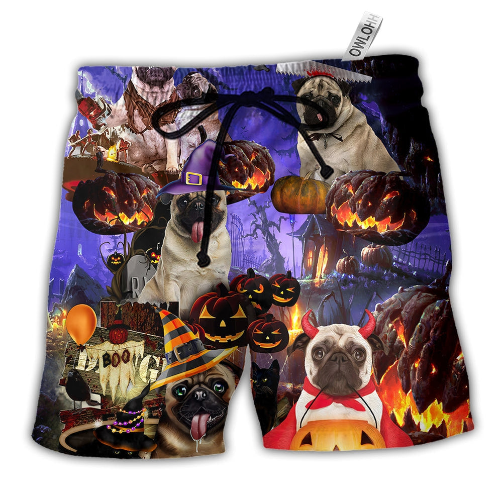 Beach Short / Adults / S Halloween - Pug Never Mind The Witch - Beach Short - Owls Matrix LTD