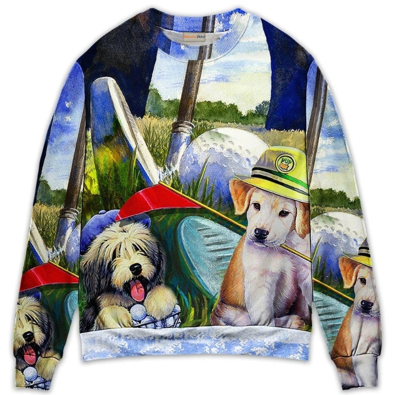 Funny Golf Dog Lover Art Style – Sweater - Ugly Christmas Sweater