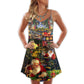 Christmas Santa Toy Train Factory – Women's Summer Sleeveless V-Neck Camisole Dress