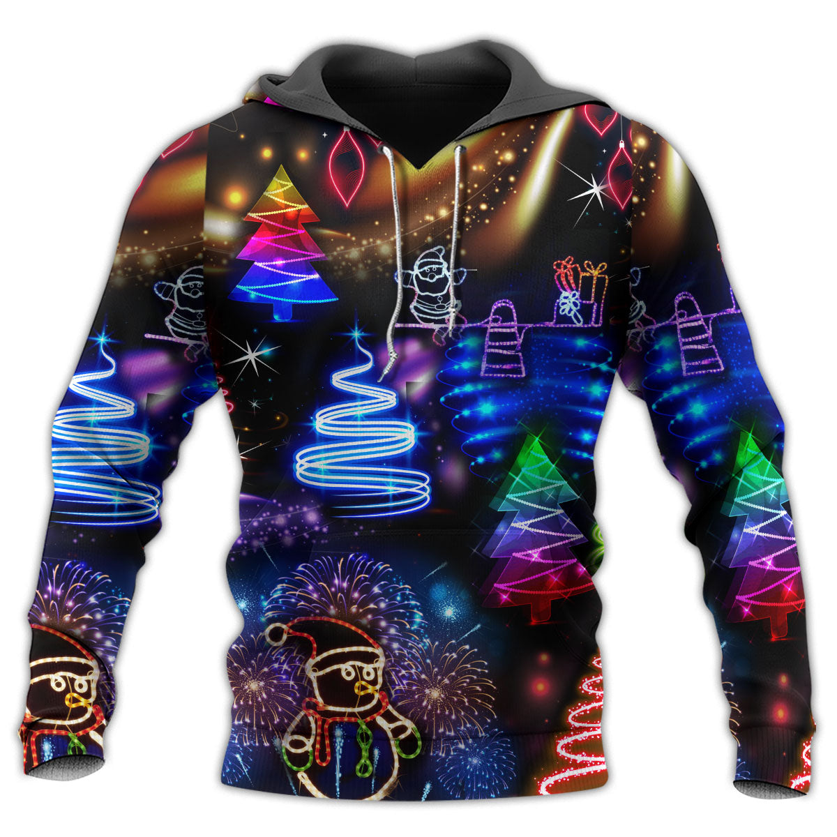 Winter Friends Neon Art – 3D Hoodie