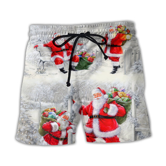 Christmas Santa Always With You Art – Beach Short