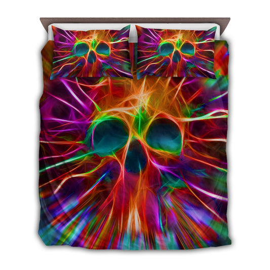 Rainbow Skull Love Bedding Cover For Gothic Bedroom Decor