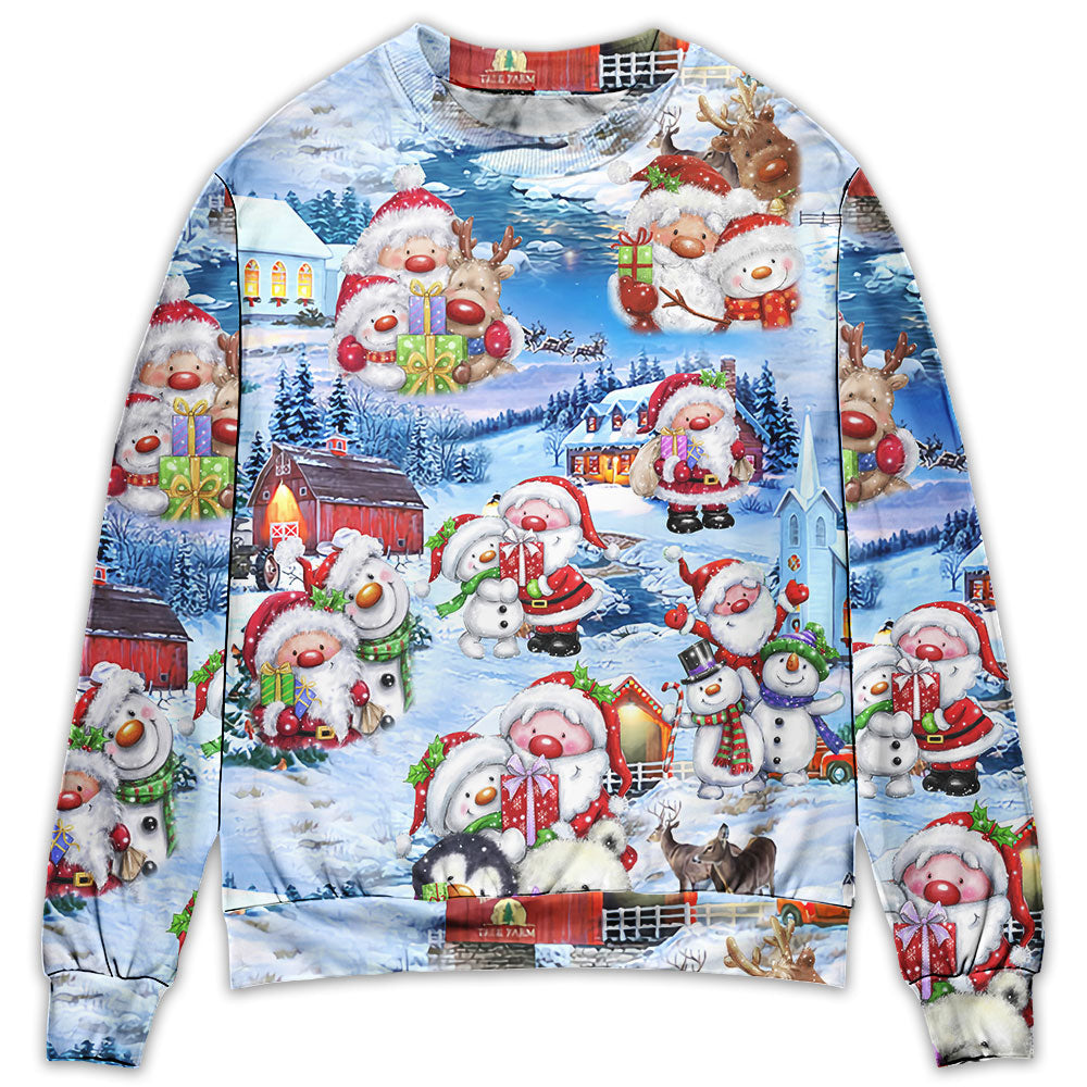 Santa And Snowman Christmas Holiday – Sweater - Ugly Christmas Sweater