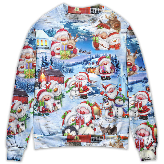 Santa And Snowman Christmas Holiday – Sweater - Ugly Christmas Sweater