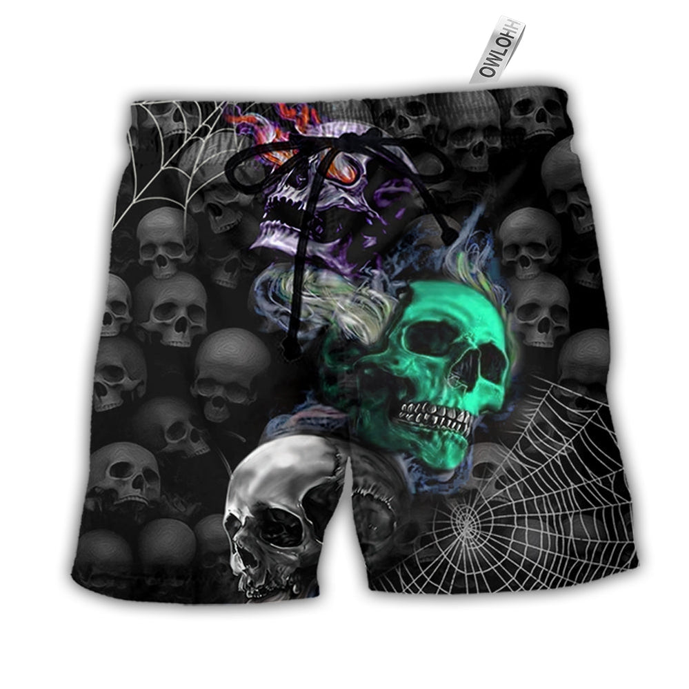 Beach Short / Adults / S Skull Dark Colorful Burning - Beach Short - Owls Matrix LTD