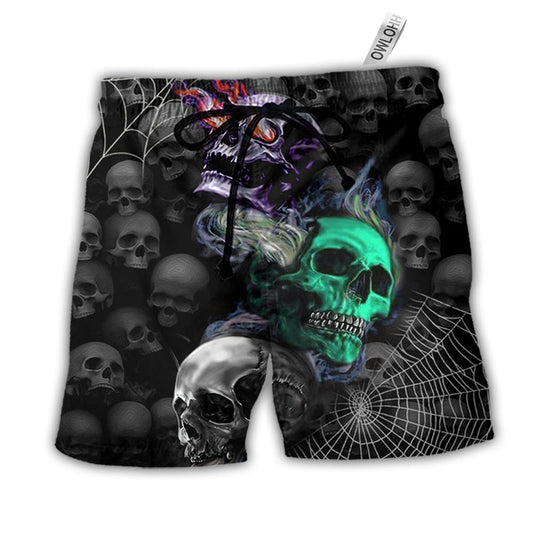 Beach Short / Adults / S Skull Dark Colorful Burning - Beach Short - Owls Matrix LTD