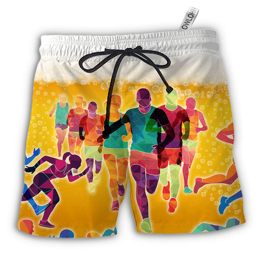 Beach Short / Adults / S Beer I Like Beer And Running - Beach Short - Owls Matrix LTD
