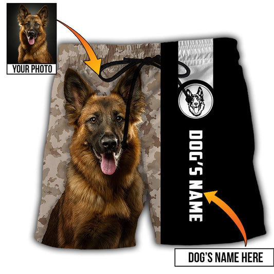 German Shepherd Lovely Dog Custom Photo Personalized – Beach Short